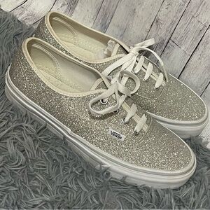 Vans Off The Wall Silver Glitter Shimmer Sneakers Size 7.5W